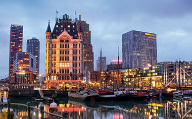 The city of Rotterdam in the evening The city of Rotterdam in the evening